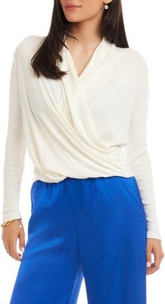 Karen Kane Drape Crossover Rib Top in Off White at Nordstrom, Size X-Large