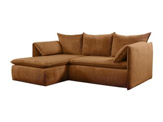 Vente-Unique Sof&aacute; cama rinconera izquierda de pana terracota TEODORA