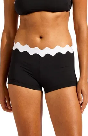 Seafolly Ric Rac Boyleg Swim Shorts in Black at Nordstrom, Size 12