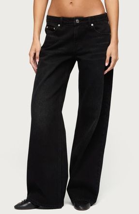 Edikted Raelynn Low Rise Baggy Jeans in Denim-Black at Nordstrom, Size X-Small