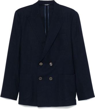 Dolce & Gabbana Jassen, Heren, Blauw, M, Navy Blauw Dubbel-Breasted Jas