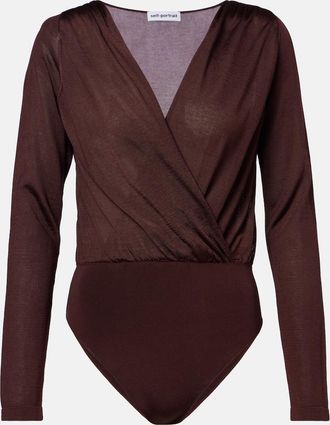Self Portrait Draped knitted bodysuit
