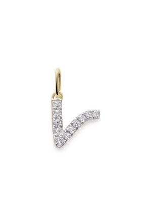 Monica Vinader Lab Grown Diamond Initial Pendant Charm in 14K Gold V at Nordstrom