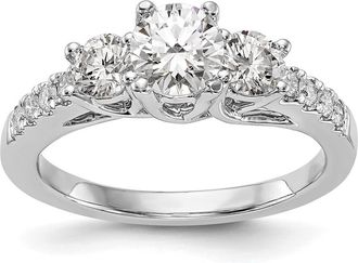Diamond2Deal 14k White Gold Lab Grown Diamond 3-Stone Band Ring 1.2Ct Clarity- VS Color- G-H