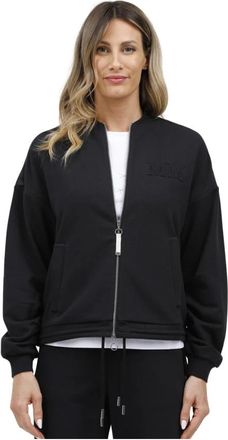 Max Mara Sweatshirt met ritssluiting - Dames - Vesten met rits - Zwart - L - Katoen - Hoodies & sweatvesten