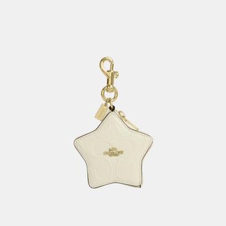 Coach Womens Star Bag Charm In Signature Leather - Yellow - One Size