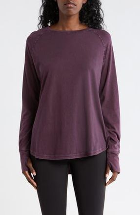 Zella Vintage Wash Relaxed Long Sleeve 2.0 Tee in Purple Nebula at Nordstrom Rack, Size X-Small