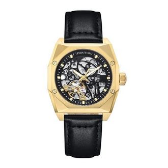 Heritor Elliott Leather-Band Watch in Gold/black at Nordstrom