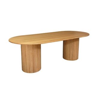 Sweeek Mesa de comedor de madera de h&eacute;vea y chapado de roble, 8 plazas