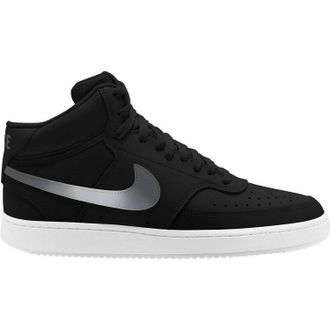 Nike Mens Court Vision Mid Sneakers In Oxford Black