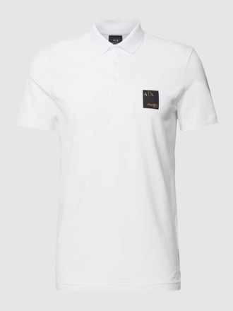 A|X Armani Exchange Slim Fit Poloshirt mit Label-Detail und Stretch-Anteil in Weiss, Gr&ouml;&szlig;e L