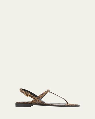 Manolo Blahnik Hata Leopard Thong Slingback Sandals