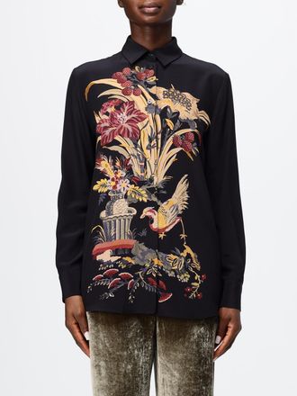 Etro Camicia a maniche lunghe in pura seta con stampa paisley e colletto classico