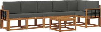 vidaXL Conjunto De Sof&aacute;s De Exterior 7 Uds. Natural Y Antracita Vidaxl