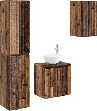 vidaXL Juego De Muebles De Ba&ntilde;o 3 Uds. Madera Envejecida Vidaxl