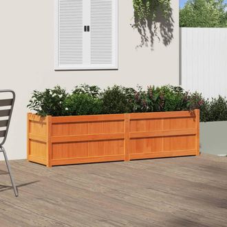 Berkfield Home Beautiful Garden Planter Wax Brown 180x50x50 cm Solid Wood Pine | Size: 180 x 50 x 50 cm