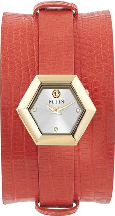 Philipp Plein La Jungle De Womens Orange Watch PW6FA0325 Leather - One Size