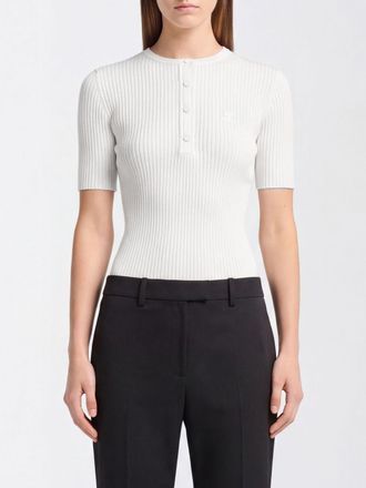 Courr&egrave;ges Top a maniche corte slim fit in maglia con scollo a bottoni