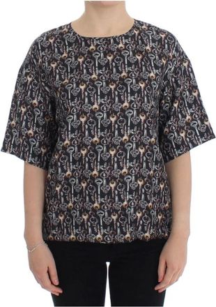 Dolce & Gabbana Betoverde Sicili&euml; Zijden Blouse met Sleutelprint - Dames - Blouses - Veelkleurig - XS - Overhemden