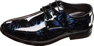 Generic Business Dress Shoes for Men Patent Without Lacing Slip On Loafers Pointed Toe Leather Shoe Block Heel Non Slip Fashion Low Top Shoewear for Both Offi