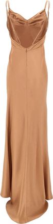 Elisabetta Franchi Womens Evening Dress Satin Suede Brown Polyester Suits