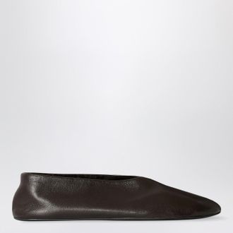 The Row Slipper Stella marroni in pelle e shearling