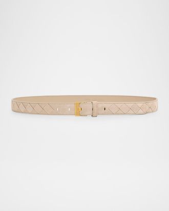Bottega Veneta Intrecciato Suede Belt