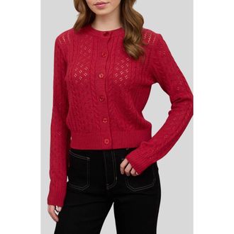 Blu Pepper Pointelle Cardigan in Deep Red at Nordstrom Rack, Size Medium