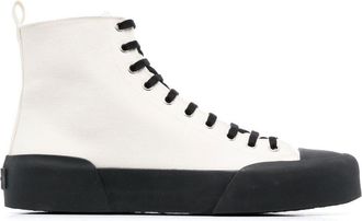 Jil Sander two-tone high-top sneakers - men - Fabric/Calf Leather/Fabric/Rubber - 41 - White