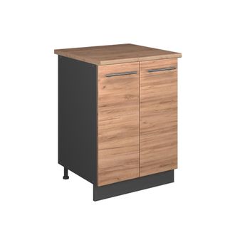 Vicco Mueble Bajo Para Fregadero Fame-line, Roble Dorado/antracita, 60 Cm, Vicco