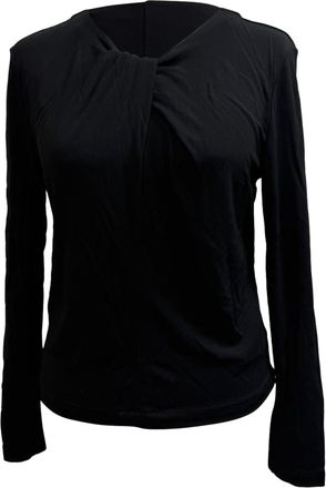 Anine Bing Amaya Twisted Long Sleeve Blouse in Black Viscose