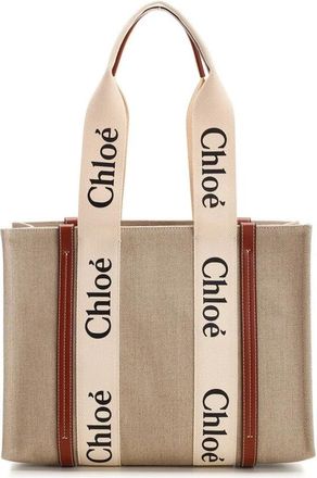 Chlo&eacute; Woody Tote Bag - Dames - Shoppers - Beige - ONE Size - Leer - Tassen