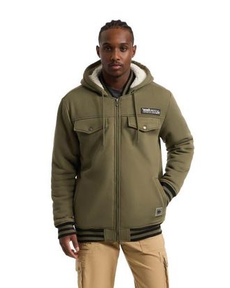 Ecko Mens Reknown faux shearling Varsity Jacket in Olive at Nordstrom, Size Xxx-Large