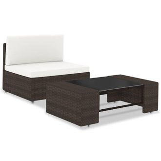 vidaXL Vidaxl - Juego De Muebles De Jard&iacute;n 2 Piezas Rat&aacute;n Sint&eacute;tico Marr&oacute;n