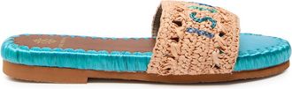 De Siena shoes DE Siena Crochet-design Leather Sliders - Blue - 39 (IT39 / UK6)