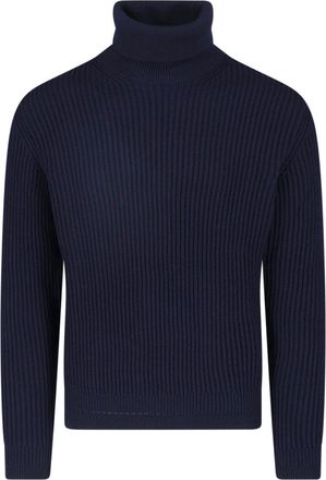 Zanone Ribbed Knit High-Turtleneck Structured-Texture Sweater
