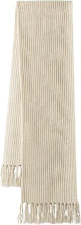 Lacoste Wollen sjaal met franjes - unisex - Accessoires - Beige - Maat: ONE Size Wol