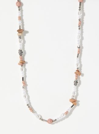 Le 31 Mens Pearl and mixed bead necklace