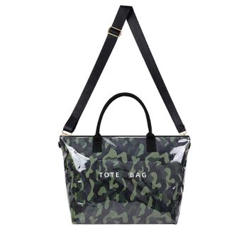 Generic Large PVC Tote Bag Adjustable Shoulder Strap Carrying Bag (Blue Camouflage)
