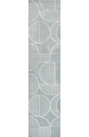 Jonathan Y Designs Nordby High-Low Geometric Arch Scandi Striped Indoor/Outdoor Area Rug in Light Blue/cream at Nordstrom, Size 4Ft 0In X 6Ft 0In