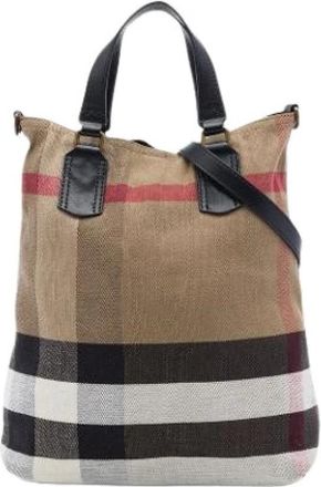 Burberry Pre-owned Mega Check Satchel - Dames - Vintage Shopper - Beige - ONE Size - Leer - Vintage