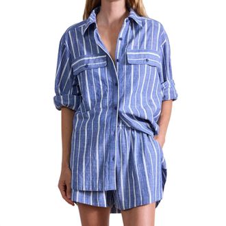 Apiece Apart Flowe Pocket Shirt In Chambray Blue