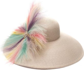Collection XIIX Multicolored Feather Wide Brim Hat in Neutral at Nordstrom Rack