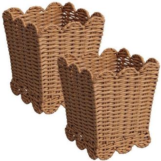 Happimess Resin 3.3-Gallon Tapered Square Wicker Watebasket with Scalloped Edge in Natural at Nordstrom