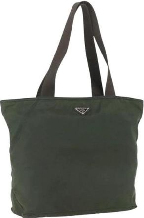 Prada Pre-owned Nylon Tote Bag - Dames - Vintage Shopper - Groen - ONE Size - Nylon - Vintage