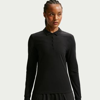 Nike Womens Victory Dri-FIT Long-Sleeve Polo in Black | FQ1570-010