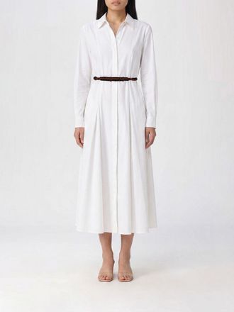 Max Mara Abito chemisier midi in cotone con cintura e maniche lunghe