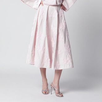 Rotate Orchid pink skirt with floral embroidery
