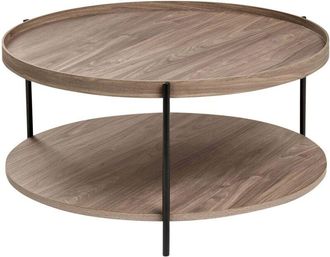 Beliani Coffee Table Dark Brown Metal Frame &oslash; 78 cm Round Shelf Modern Design LANDER