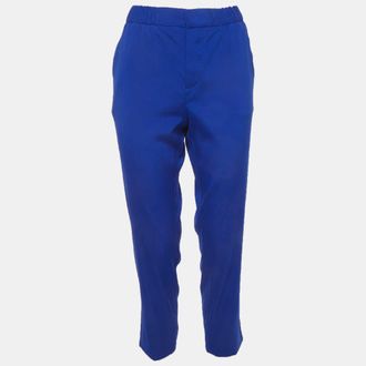 Roberto Cavalli Blue Silk Slim Fit Trousers